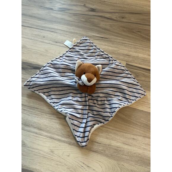 Carters Just One You Blue Gray Striped Fox Baby Security Blanket Lovey - Picture 1 of 4
